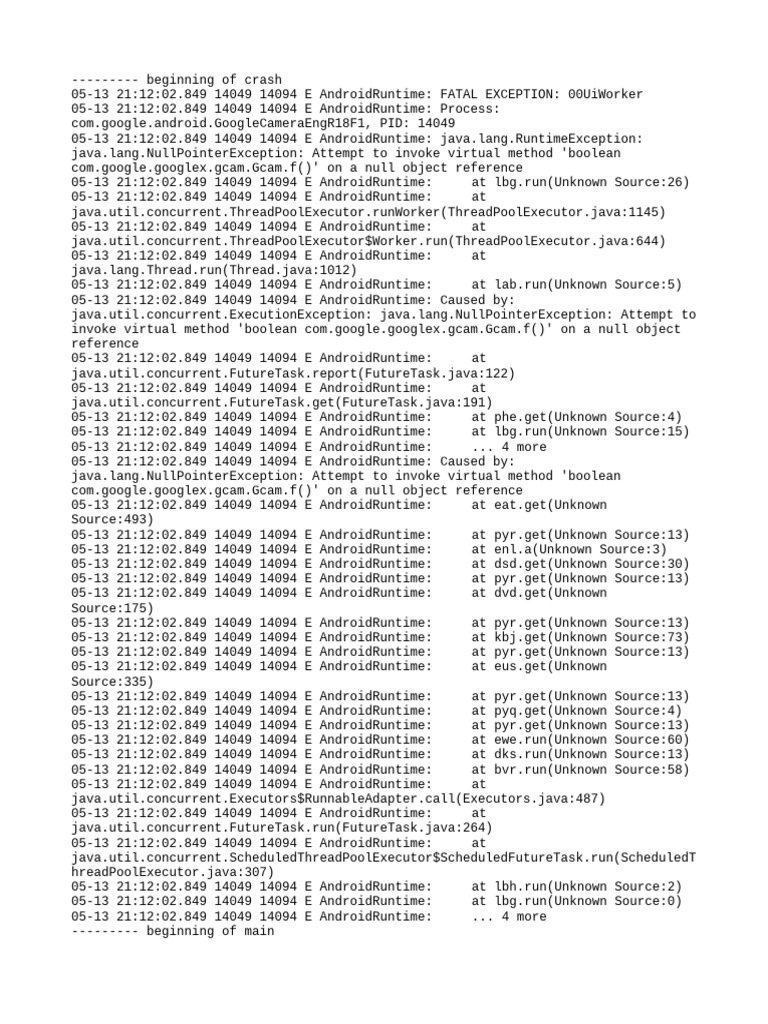 Camera App Crash Report Analysis | PDF | Java (Programming Language ...