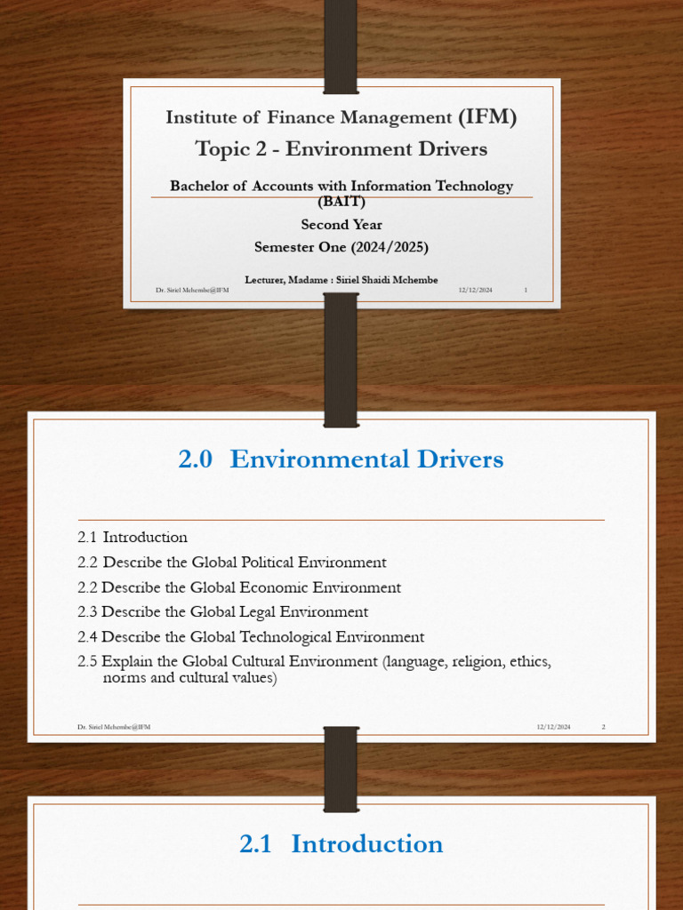 Environmental Drivers - Topic Two | PDF | Nonverbal Communication ...