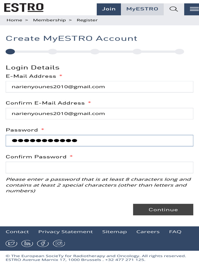 ESTRO - Login Details | PDF