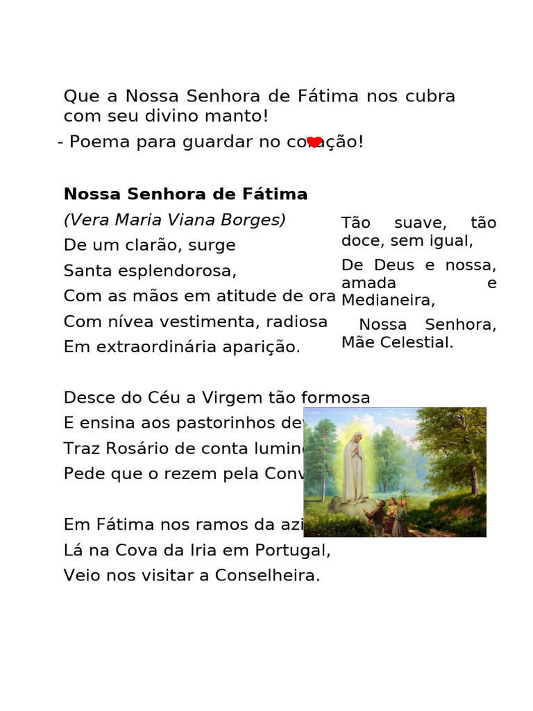 INF. II POESIA Nossa Senhora de Fátima (14.05.2025) | PDF