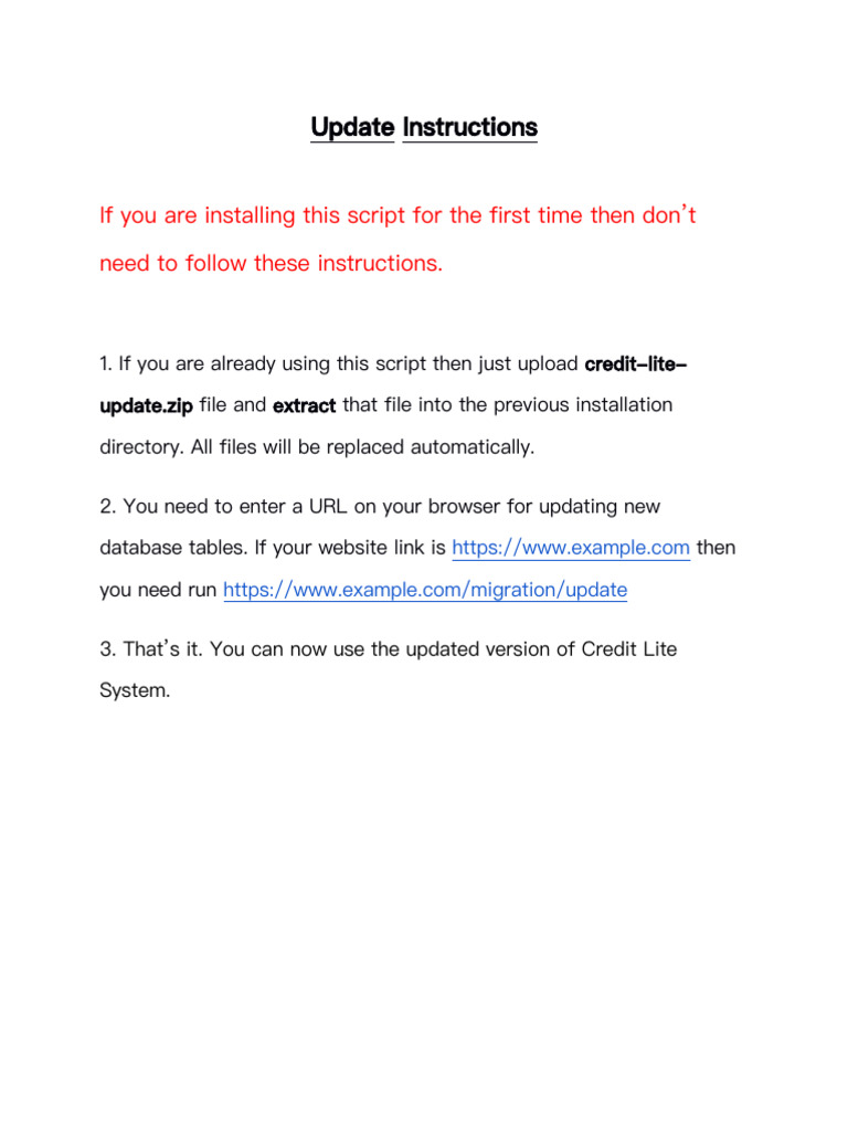 Update Instructions | PDF