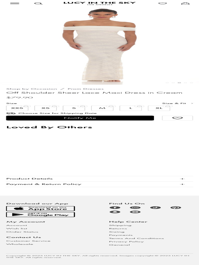 Enigma Off-Shoulder Maxi Dress Lace Cream