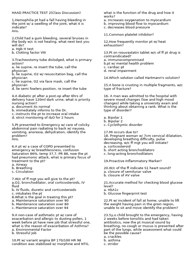 Haad Practice Test 2 (2), 3,4-1 | PDF | Sepsis | Asthma