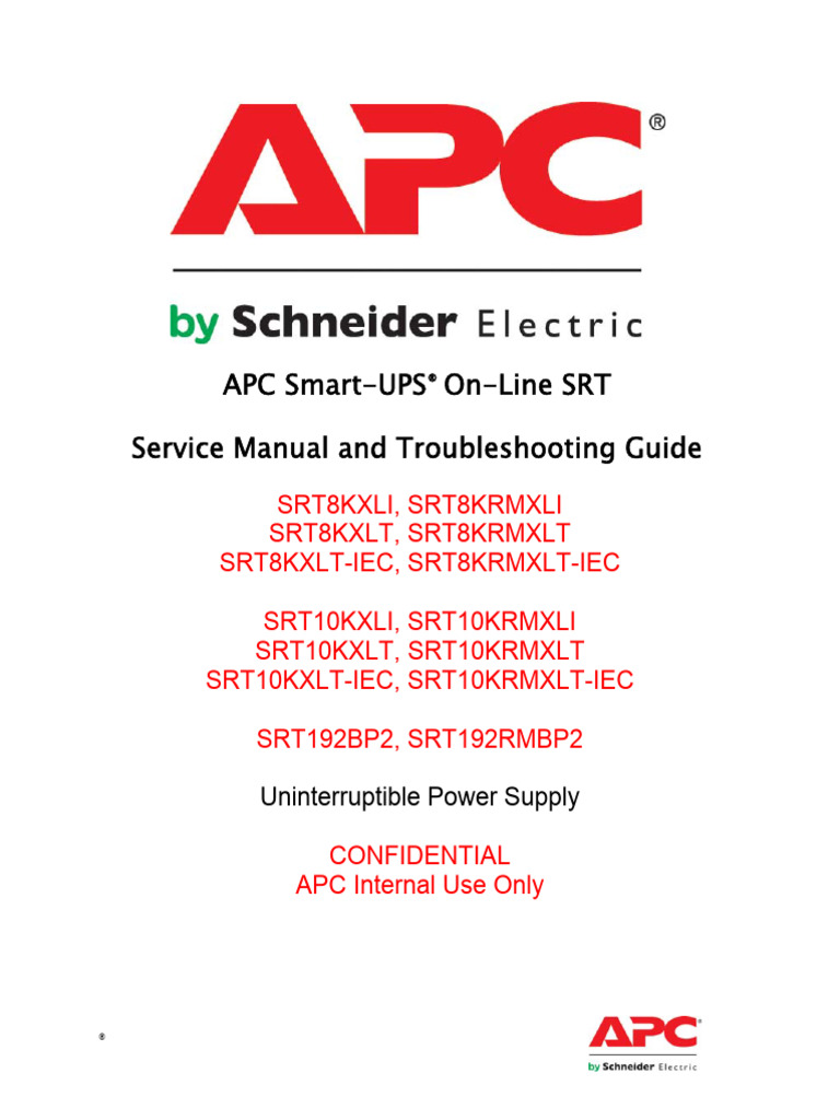 APC SRT 8/10kVA Service Manual | PDF | Power Inverter | Power Supply