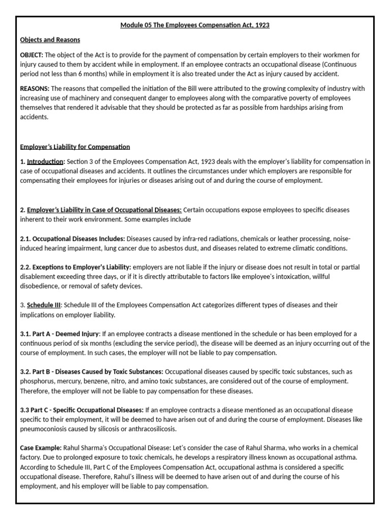 Employees Compensation Act Overview | PDF | Legal Liability | Employment