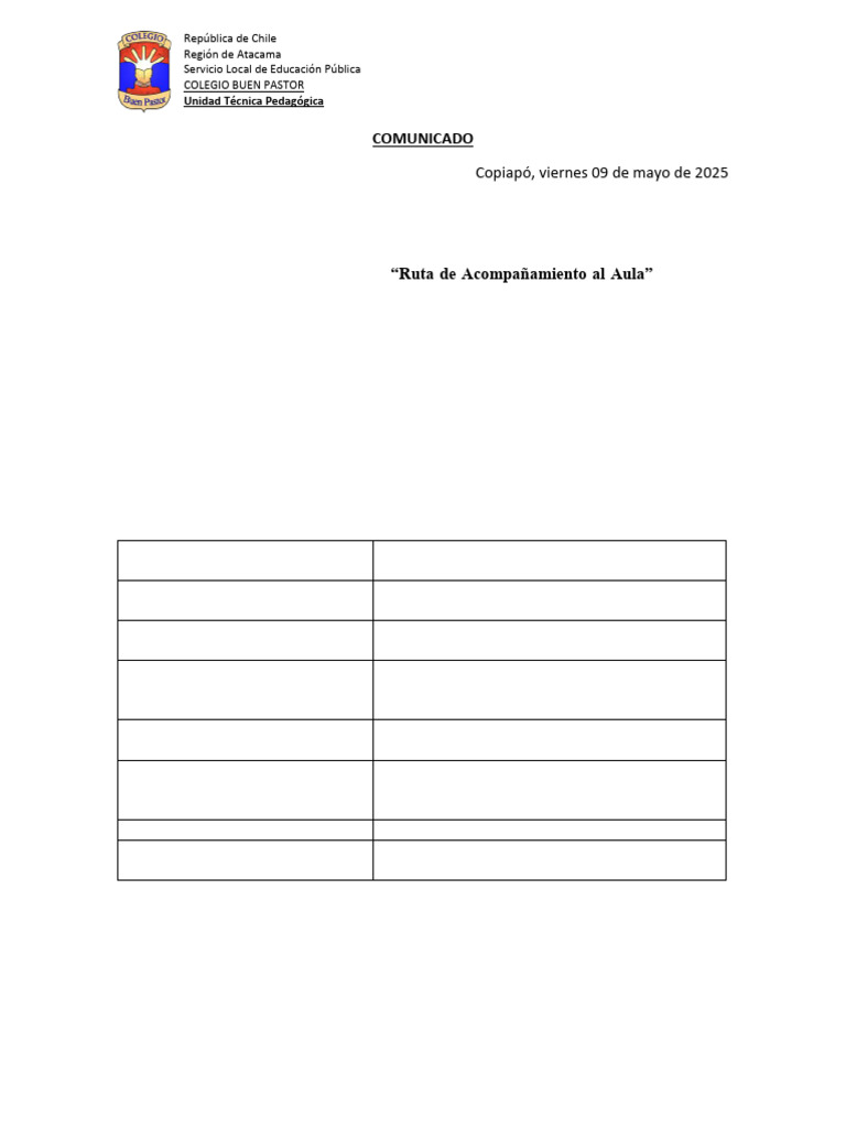 Comunicado Ruta de Acompañamiento Al Aula | PDF | Enseñando | Maestros