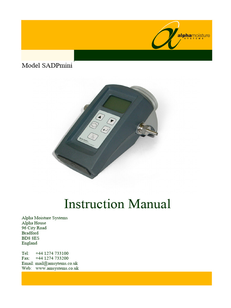 SADPmini Dewpoint Hygrometer Manual | PDF | Pipe (Fluid Conveyance ...