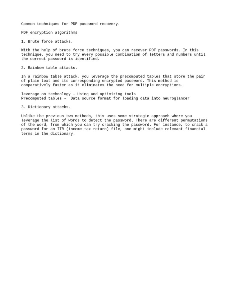 Image showcasing Password Cracking Techniques | PDF