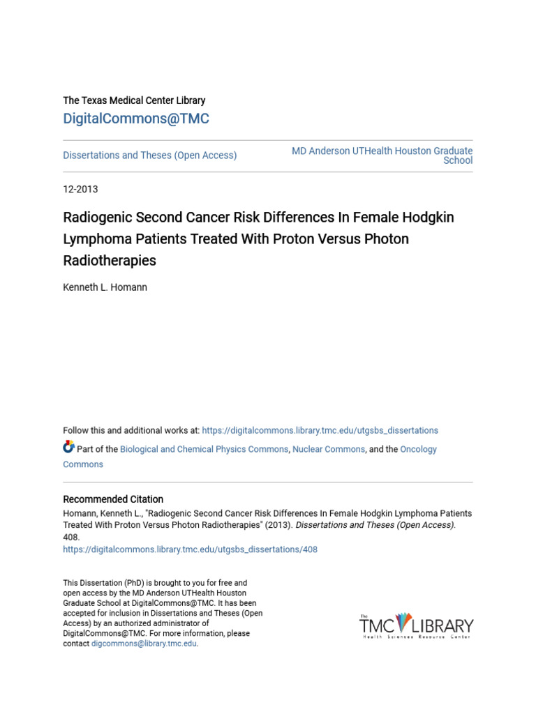 Second Cancer Risks in Hodgkin Patients | PDF | Radiation Therapy ...