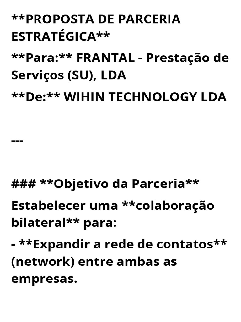 Proposta de Parceria Estratégica WIHIN | PDF