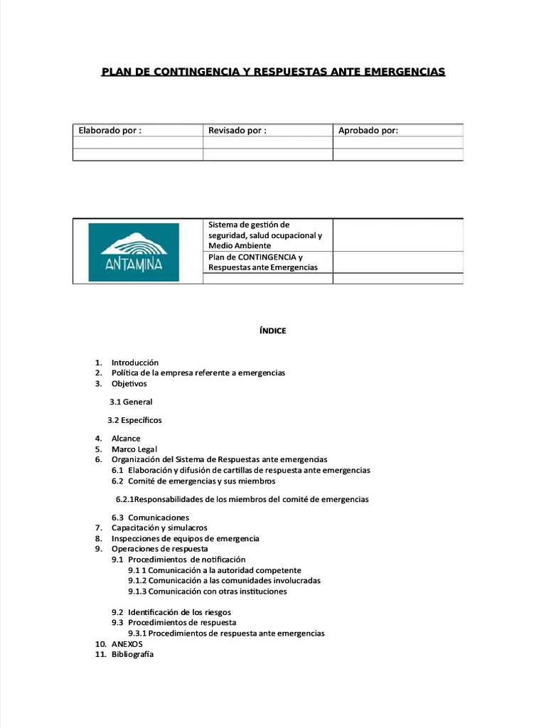 Plan de Contingencia para Emergencias | PDF | Minería | Seguridad y ...