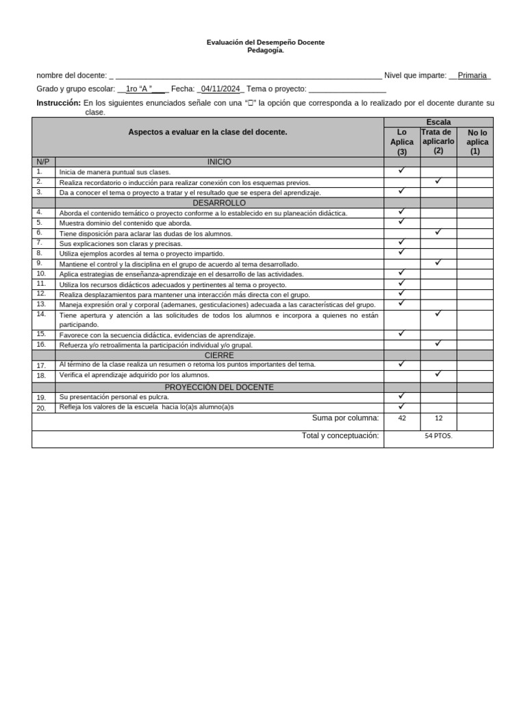 Evaluación del Desempeño Docente en Primaria | PDF | Maestros | Aprendizaje