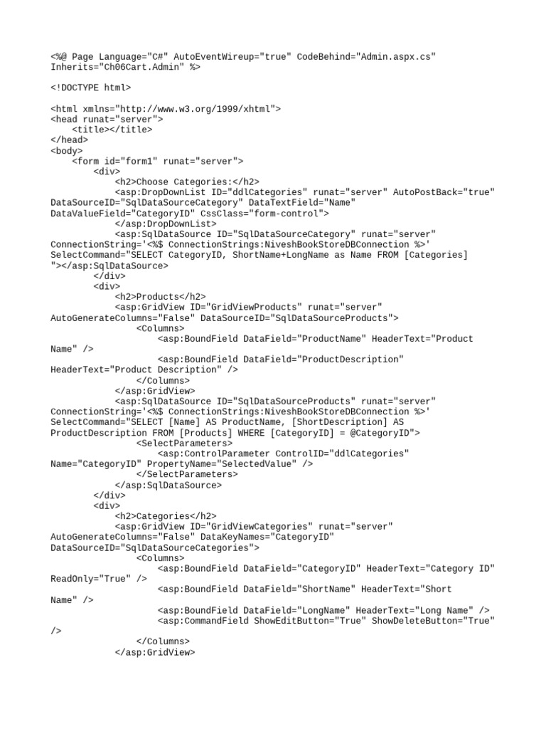 ASP.NET Admin Page Setup Guide | PDF