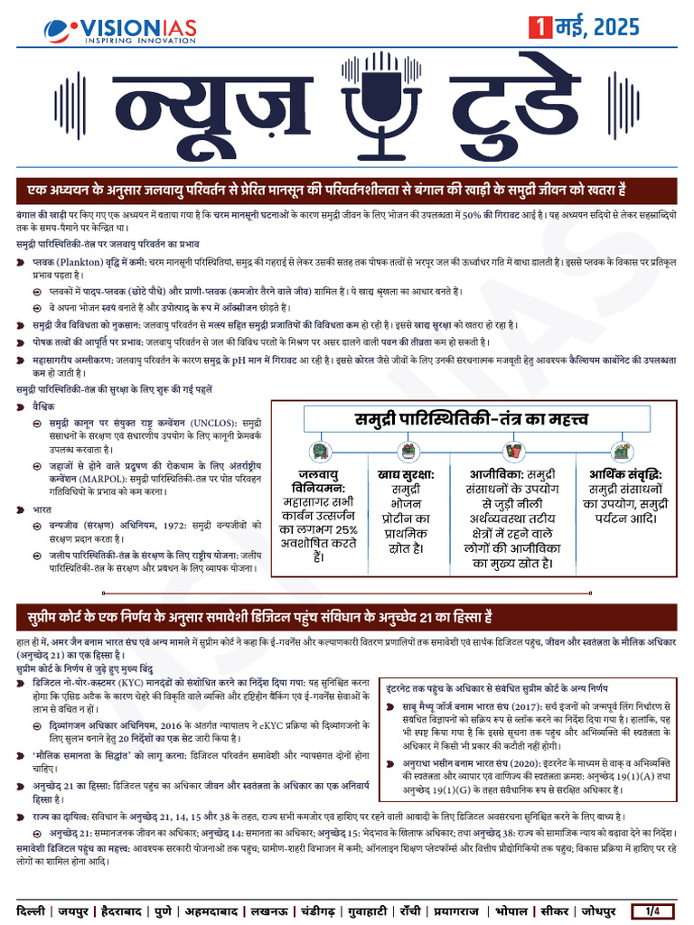 VisionIAS Daily Current Affairs 1 May 2025 | PDF