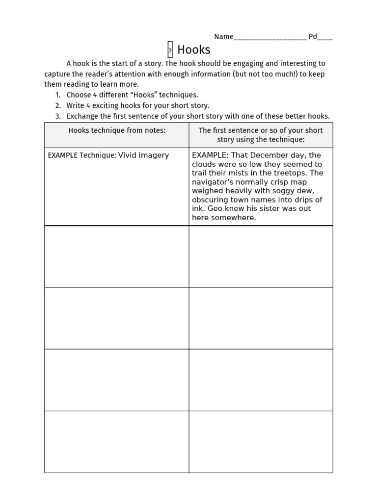 Write and Replace Hooks Worksheet | PDF