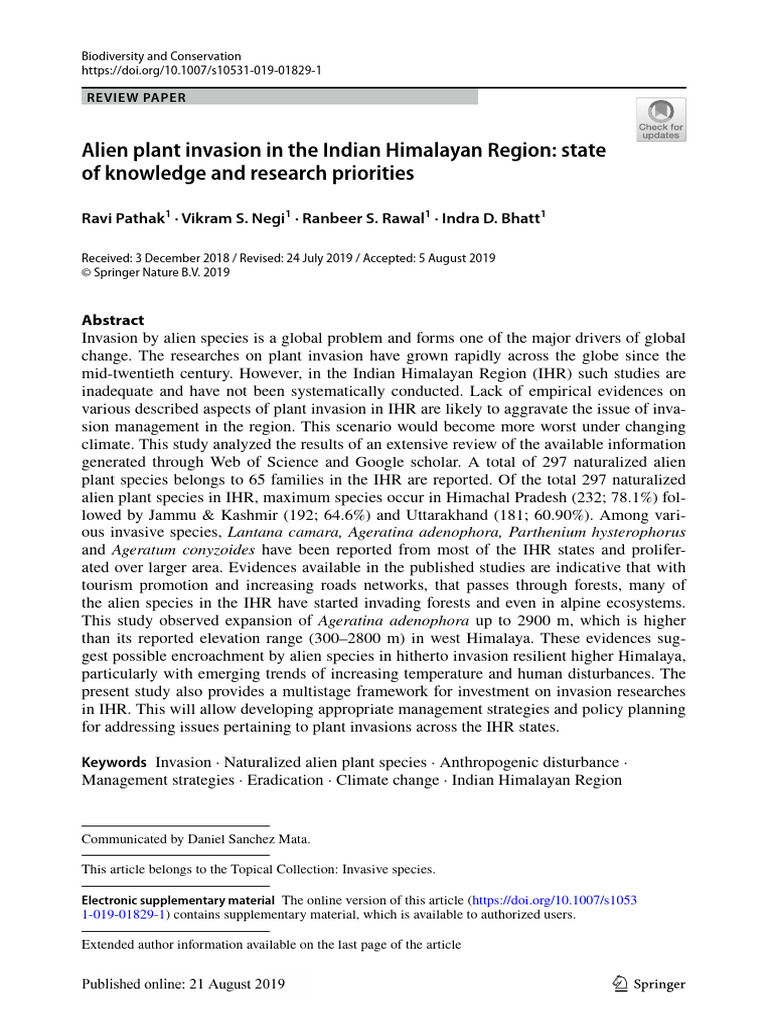 Alien Plant Invasion 2019 | PDF | Invasive Species | Biodiversity