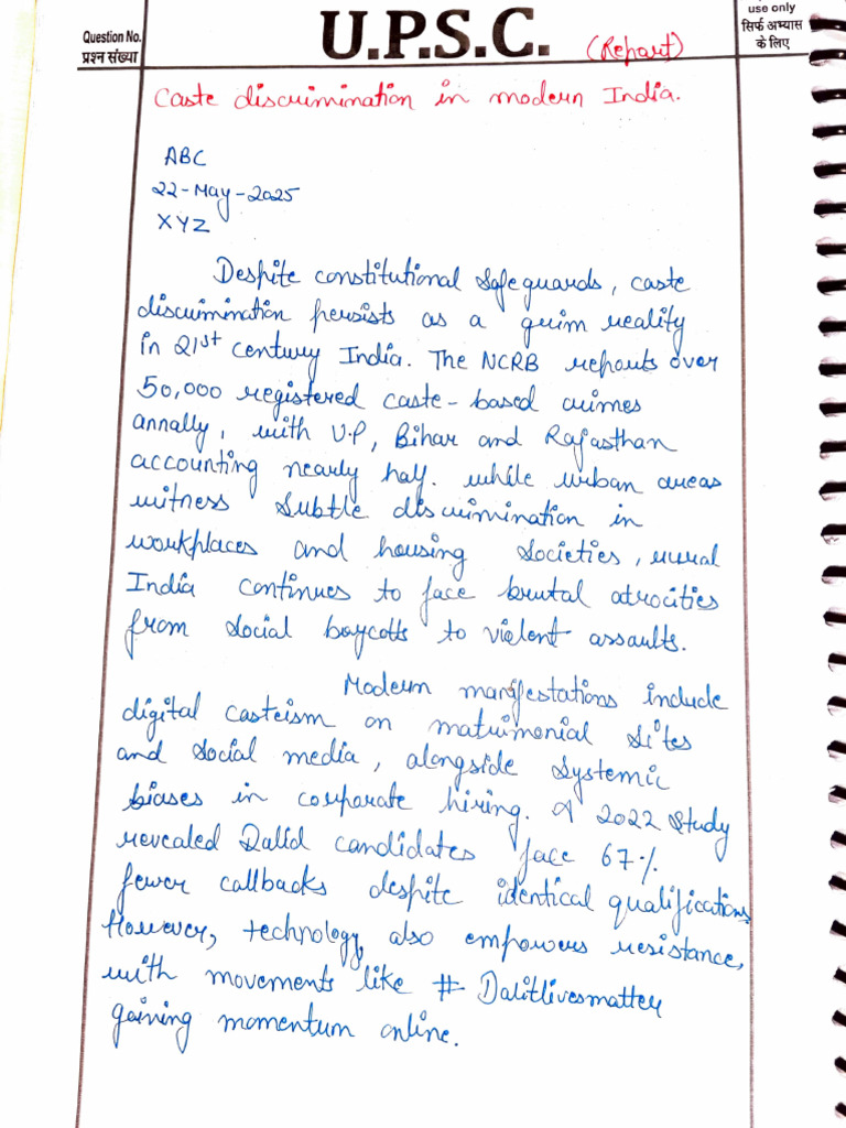 Caste Discrimination in Modern India Report | PDF