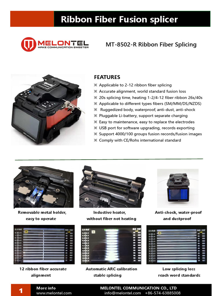 Ribbon Fiber Fusion Splicer MT-8502-R | PDF | Optical Fiber ...