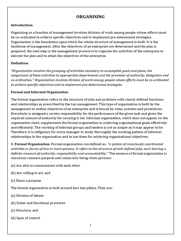 Understanding Formal vs Informal Organization | PDF | Organizational ...
