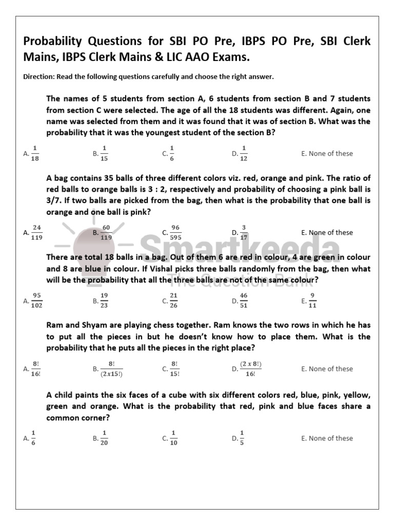 Probability Questions for Competitive Exams | PDF | Probability | Dice
