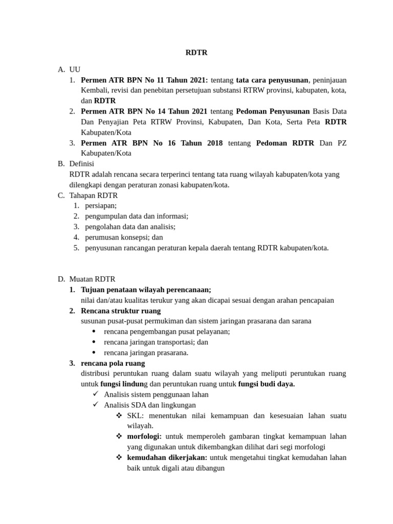 Pedoman Penyusunan RDTR dan KLHS | PDF