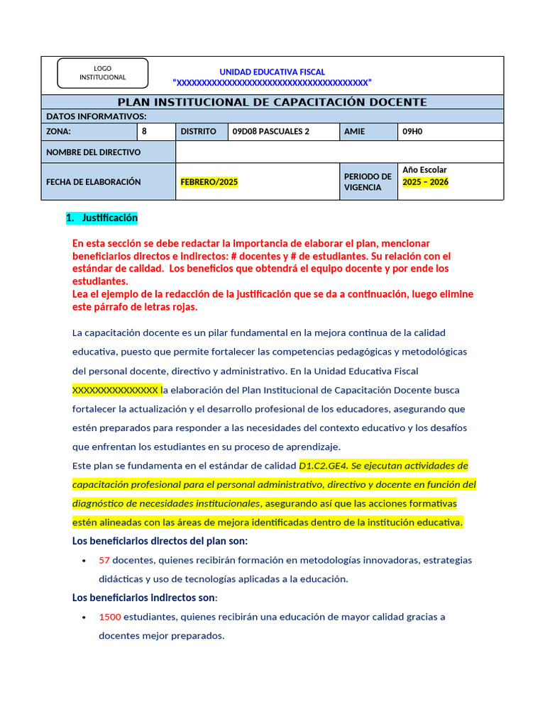 Plan de Capacitación Docente 2025-2026 | PDF | Maestros | Enseñando