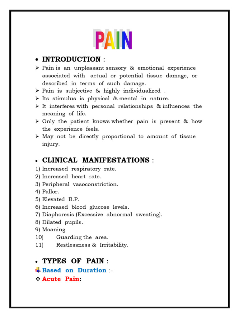 Understanding Pain: Types and Mechanisms | PDF | Glaucoma | Pain