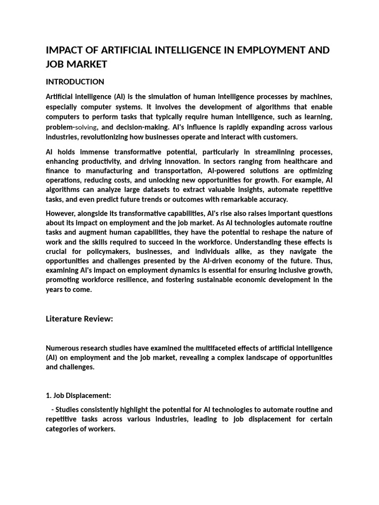 AI's Impact on Jobs and Employment Trends | PDF | Artificial ...