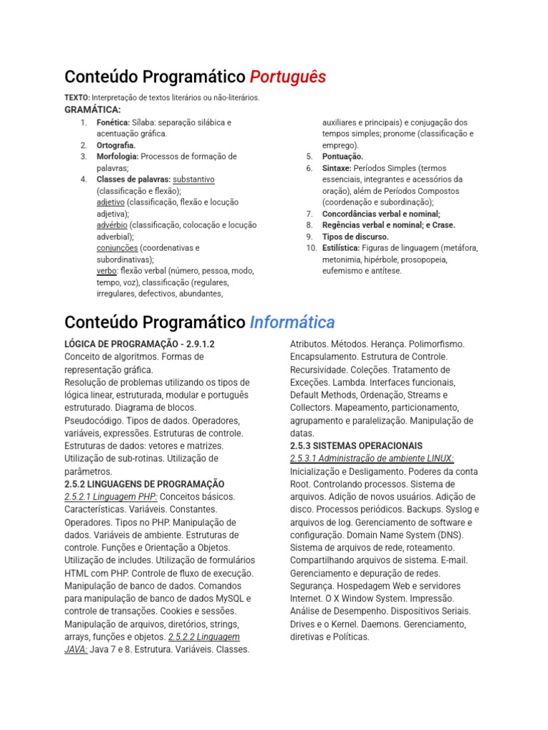 Conteúdo Programático | PDF | Rede de computadores | Internet