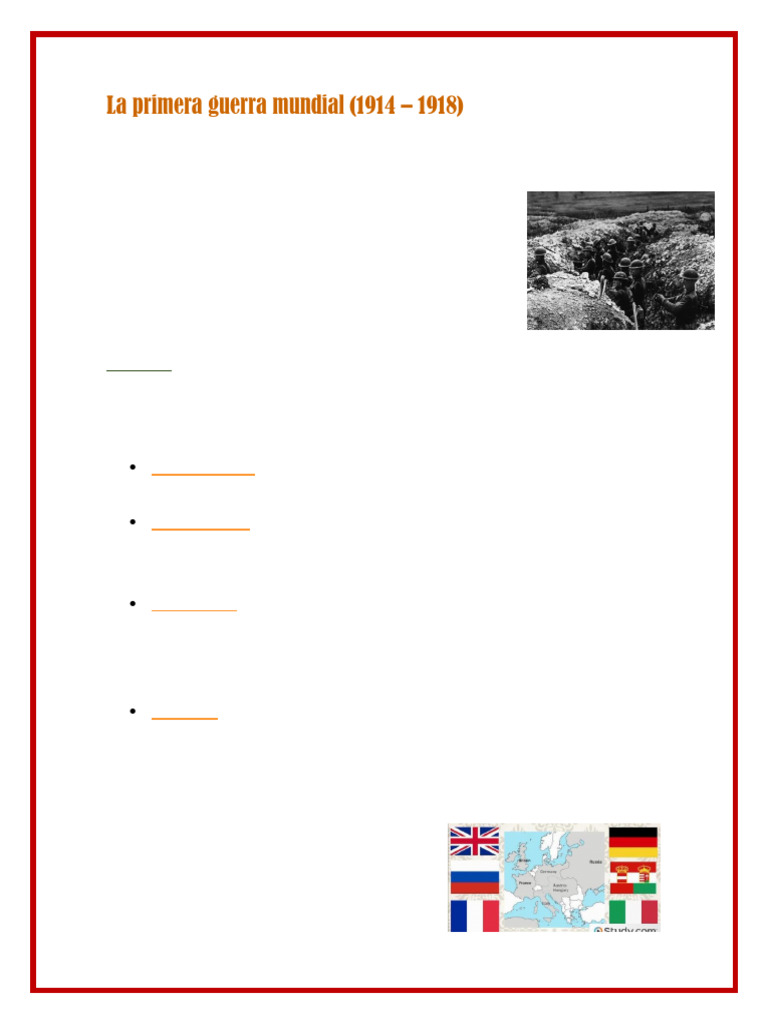 Causas y Consecuencias de la PGM | PDF | Primera Guerra Mundial ...