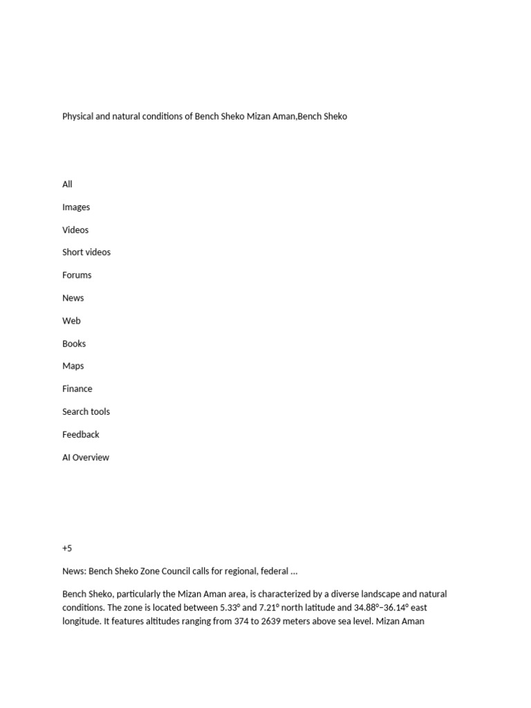 Bench Sheko Mizan Aman: Climate & Agriculture | PDF | Agriculture ...