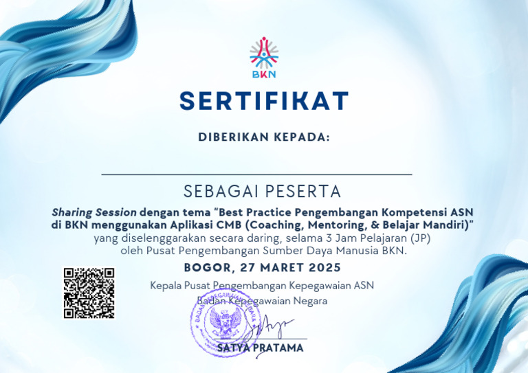 Sertifikat Sharing Session ASN BKN | PDF