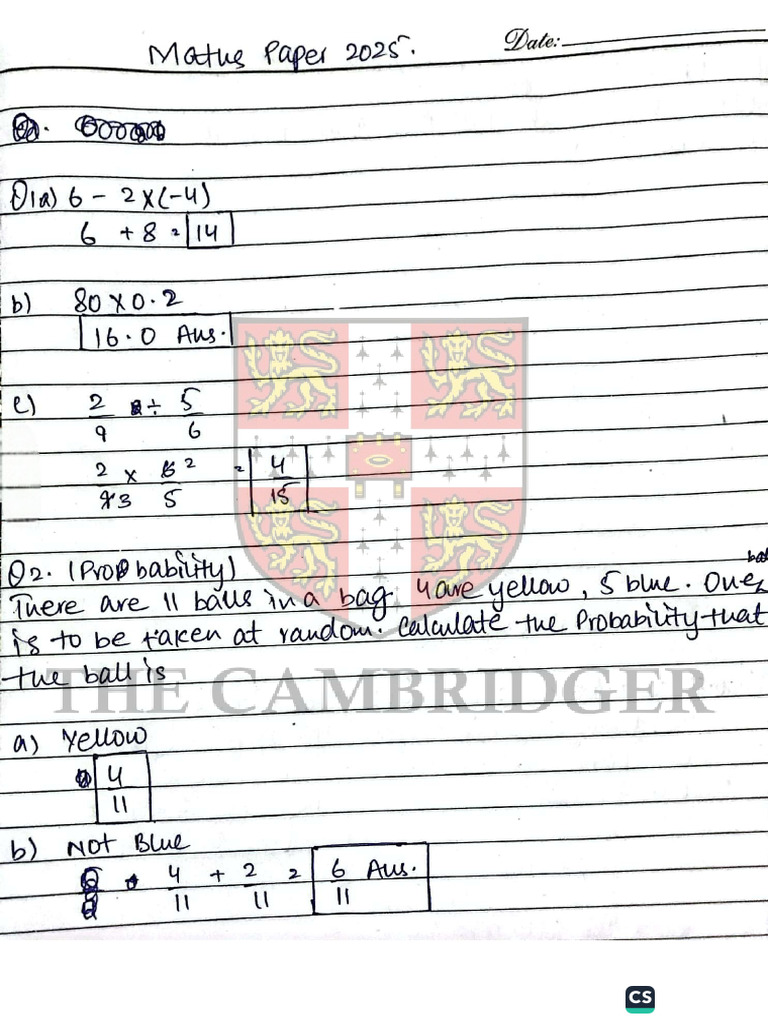 O Levels Maths P1 Marking Scheme (Unofficial) | PDF