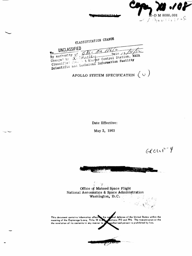 1963 Apollo System Spec | PDF | Apollo Program | Apollo Lunar Module