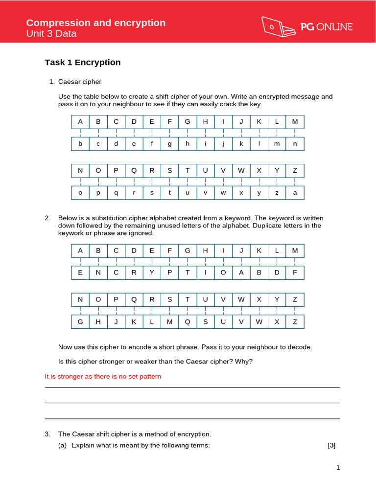 Caesar Cipher Worksheet | PDF