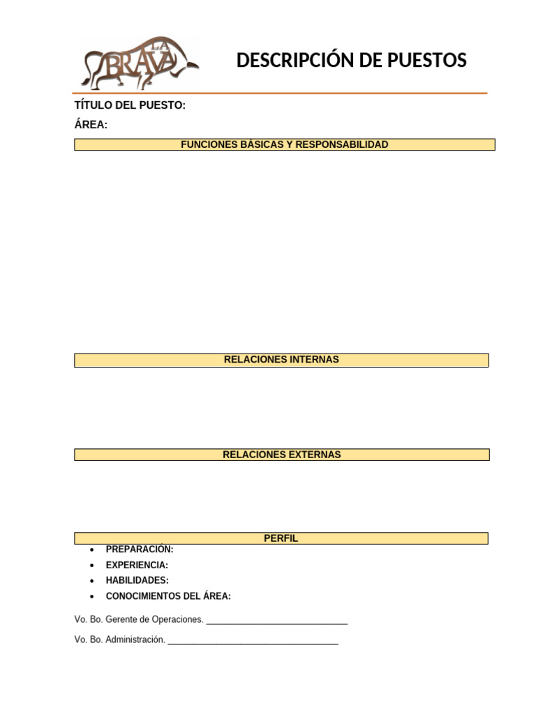 Formato de Descripción de Puestos | PDF
