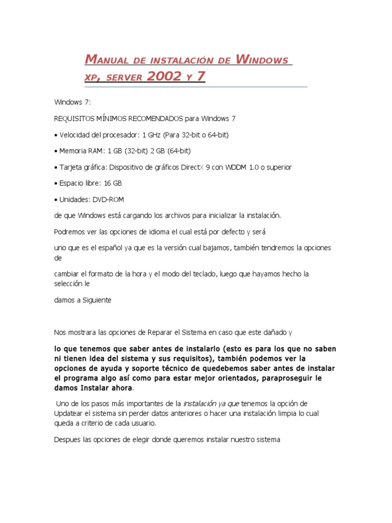 Manual de Instalación de Windows 7 | PDF | Windows 7 | Microsoft Windows