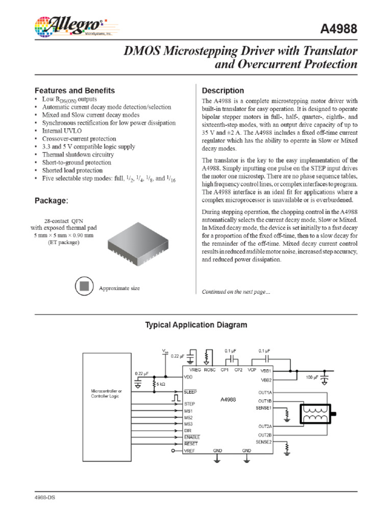 A4988 PDF, A4988 Description, A4988 Datasheet, A4988 View