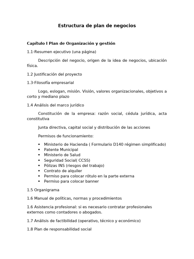 Estructura de Plan de Negocios Aula Labora | PDF | Presupuesto | Plan ...