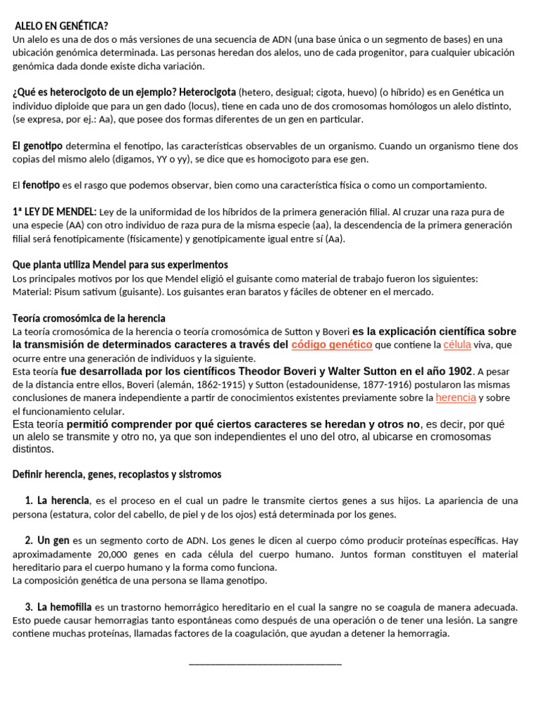 Alelo En Genética Pdf Alelo Cigosidad