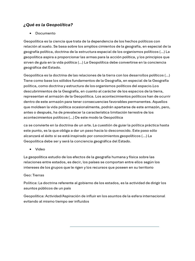 Definición de Geopolítica | PDF