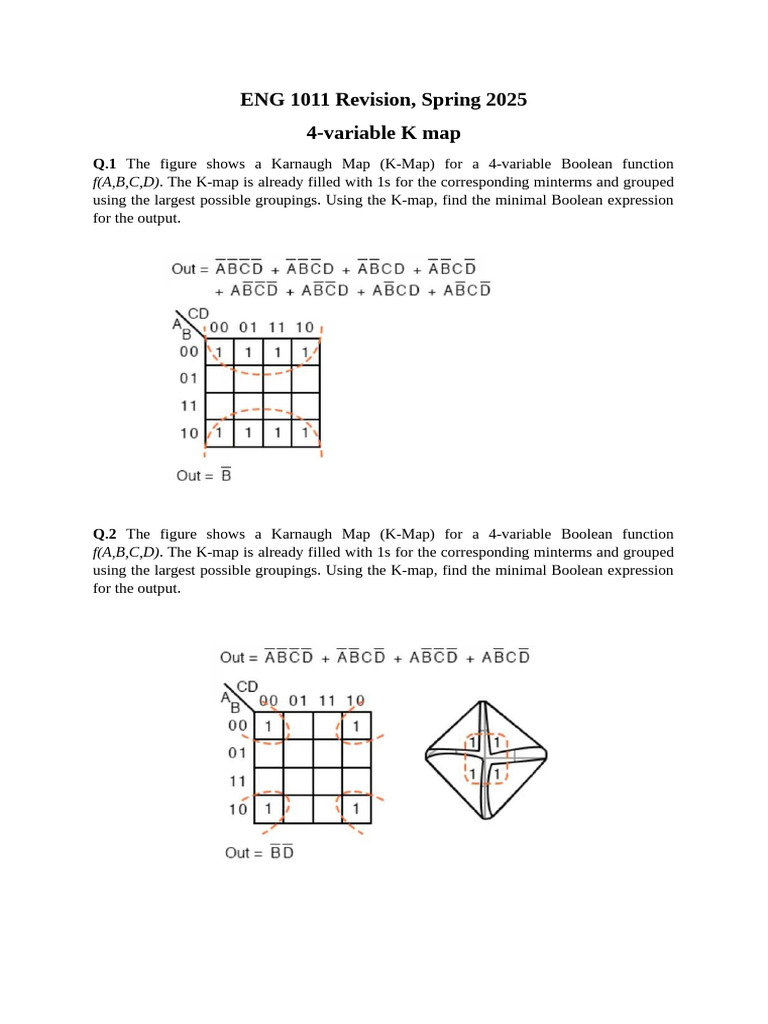 4-Variable K-Map Problem Set | PDF