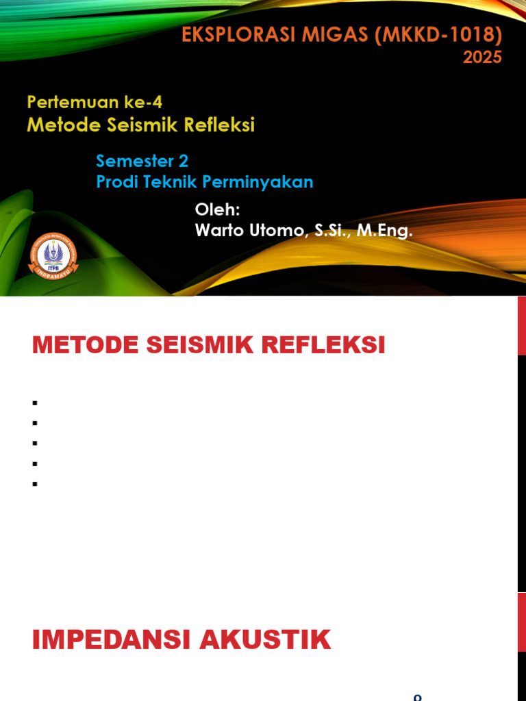 Metode Seismik Refleksi dalam Eksplorasi MKKD 251 | PDF