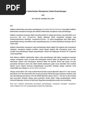 Indikator Keberhasilan Manajemen Usaha An