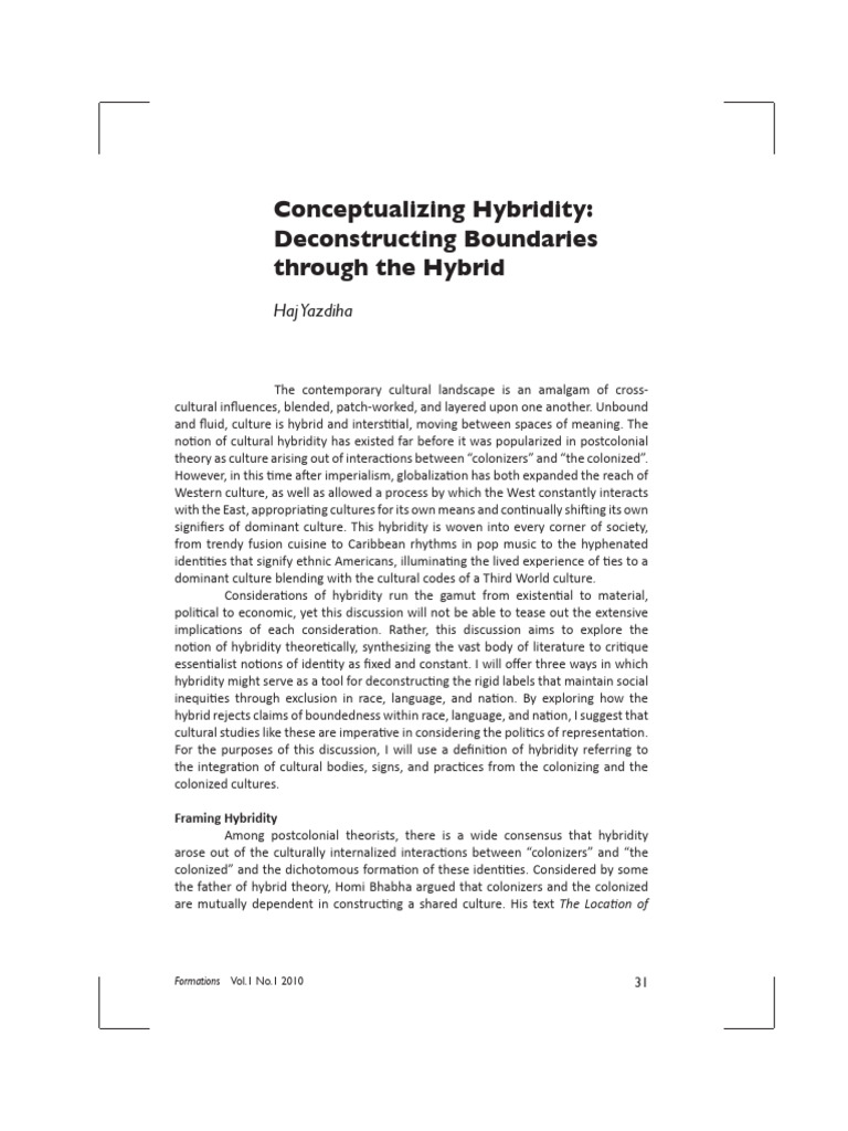 Exploring Cultural Hybridity Dynamics | PDF | Postcolonialism | Race ...