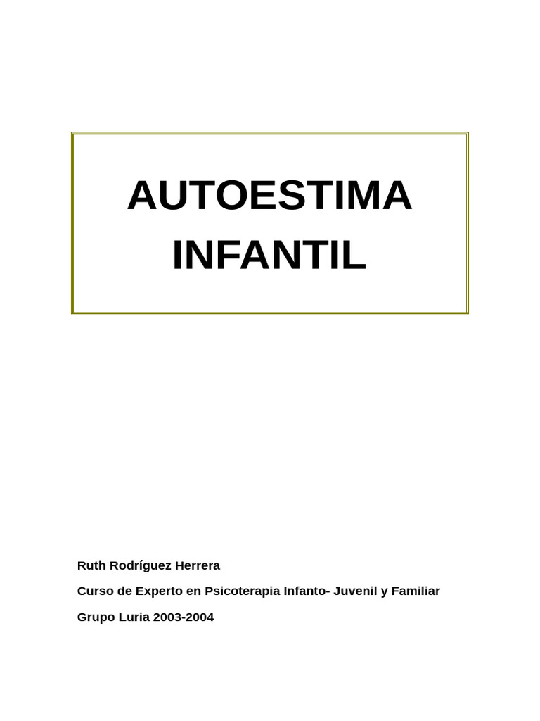 Cómo Fomentar la Autoestima Infantil | PDF | Autoestima | Las emociones