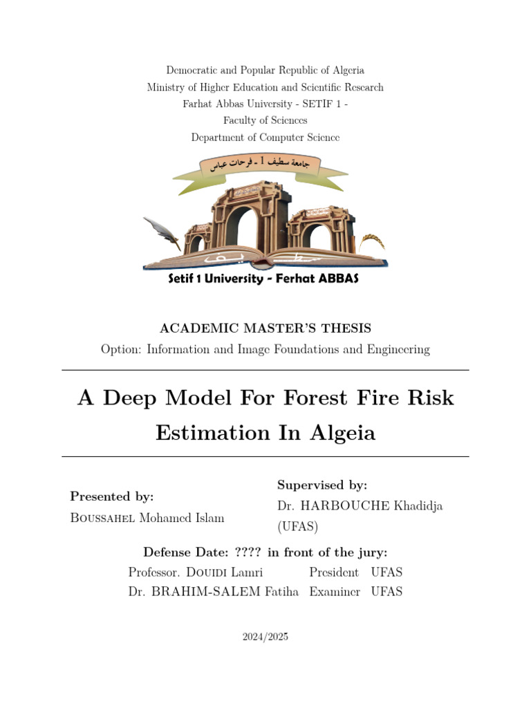 A Deep Model for Forest Fire Risk Estimation in Algeria (2) | PDF ...