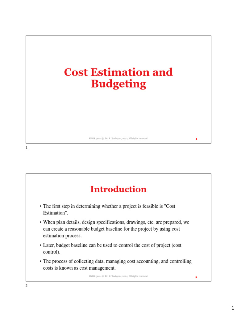 Cost Estimation and Budgeting Guide | PDF | Cost Accounting | Software ...