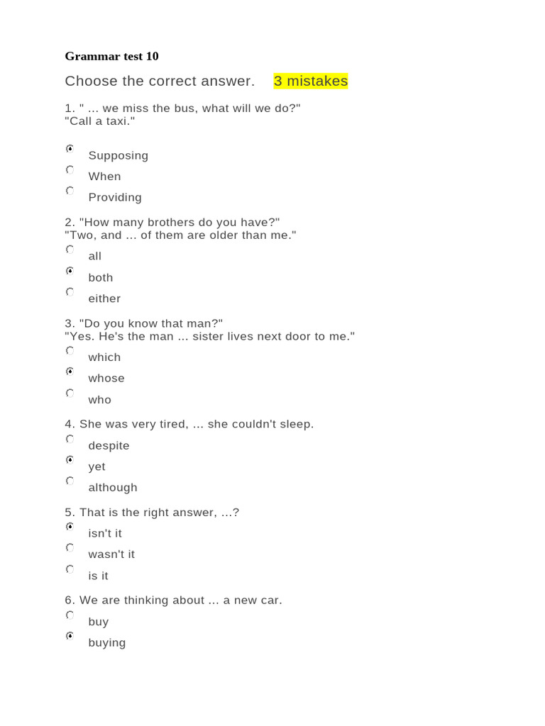 Grammar Task 10 | PDF