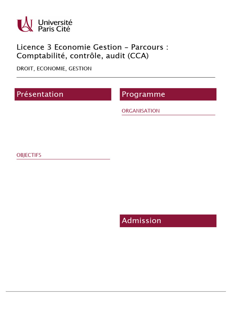 Licence 3 CCA à Paris Cité | PDF | Audit | Comptabilité
